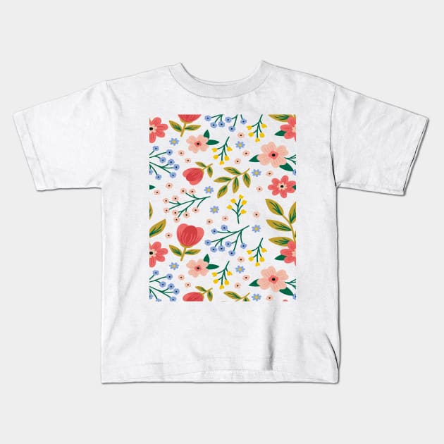 Cute Flowers Pattern, Happy Mothers Day Gifts Kids T-Shirt by DragonTees